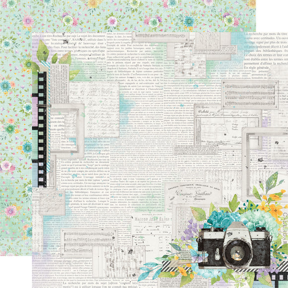 Simple Stories Papers - Simple Vintage - Life In Bloom - Happy Memories - 2 Sheets