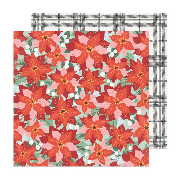 Crate Paper Papers - Mittens and Mistletoe - Poinsettia & Pine - 2 Sheets