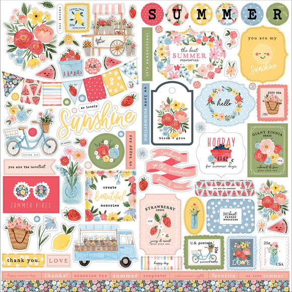Carta Bella 12x12 Cardstock Stickers - Summer - Elements