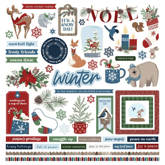 Photo Play 12x12 Cardstock Stickers - Winter Memories - Elements