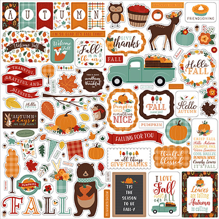 Echo Park 12x12 Cardstock Stickers - Happy Fall - Elements