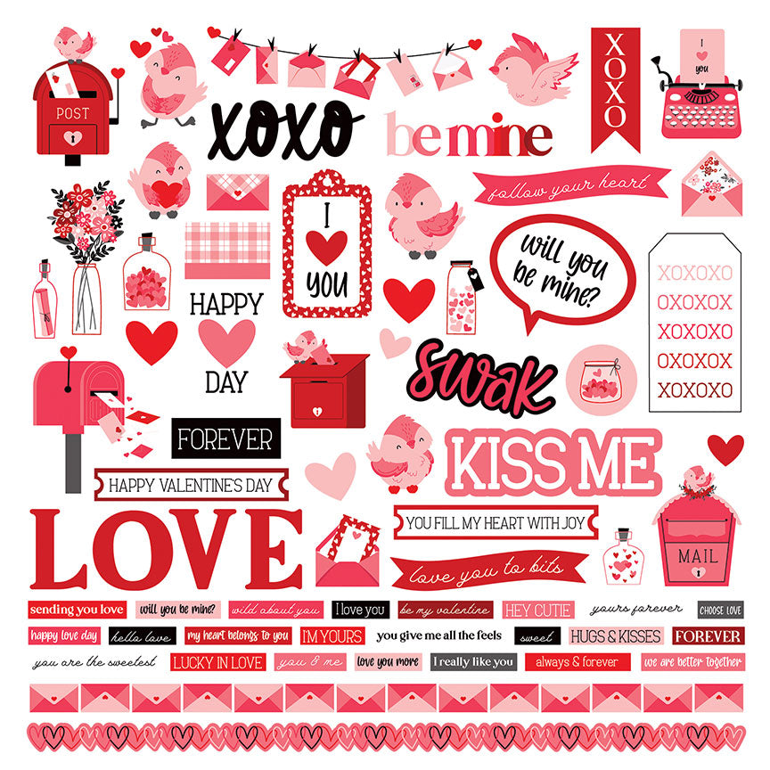 Made with Love 12x12 Cardstock Scrapbooking Stickers