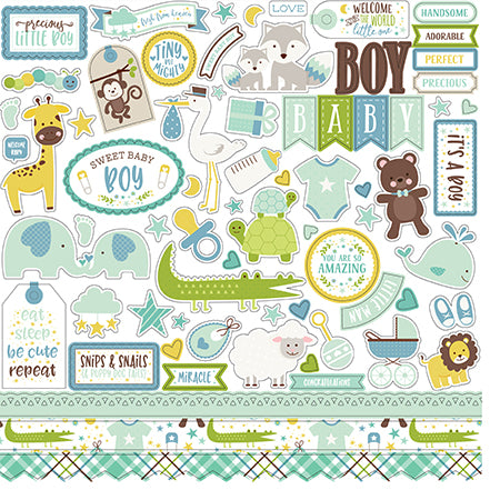 Echo Park 12x12 Cardstock Stickers - Sweet Baby - Boy - Elements