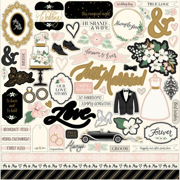 Echo Park 12x12 Cardstock Stickers - Wedding Day - Elements