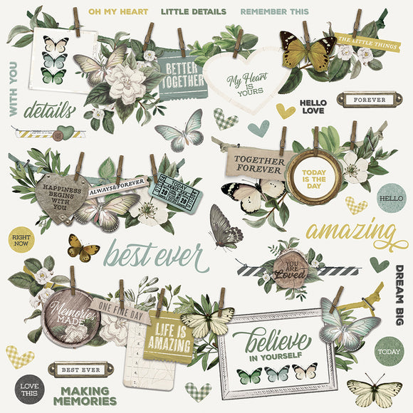 Simple Stories 12x12 Cardstock Stickers - Simple Vintage - Weathered Garden - Banners