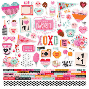 Simple Stories 12x12 Cardstock Stickers - Heart Eyes