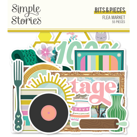Simple Stories Die Cuts - Bits & Pieces - Flea Market - Icons