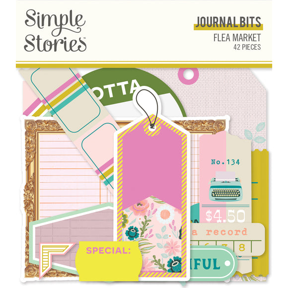 Simple Stories Die Cuts - Bits & Pieces - Flea Market - Journal Bits