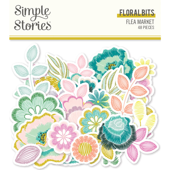 Simple Stories Die Cuts - Bits & Pieces - Flea Market - Floral Bits