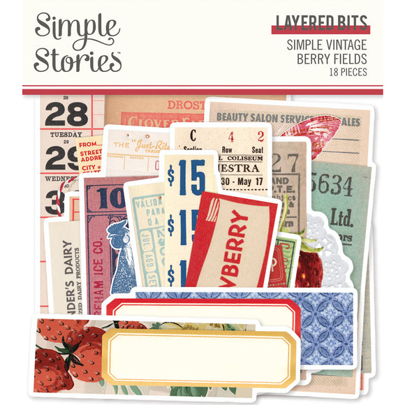 Simple Stories Bits & Pieces - Simple Vintage - Berry Fields - Layered Bits