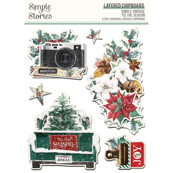 Simple Stories Layered Chipboard - Simple Vintage - 'Tis the Season