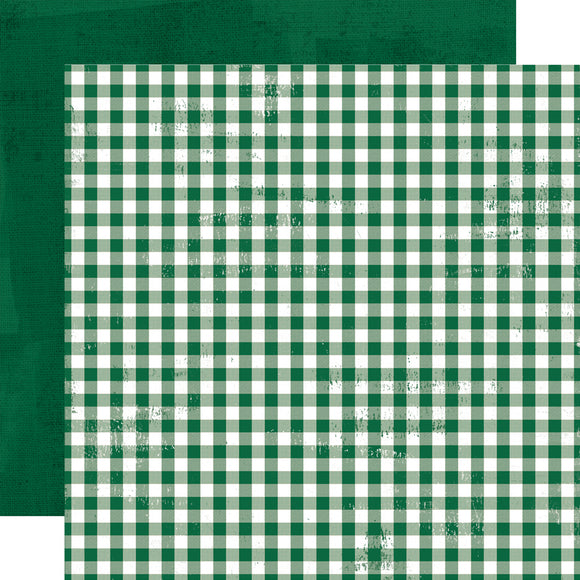 Simple Stories Papers - Simple Vintage - Dear Santa - Evergreen Gingham - 2 Sheets