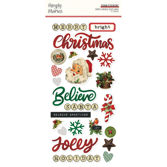 Simple Stories Foam Stickers - Simple Vintage - Dear Santa