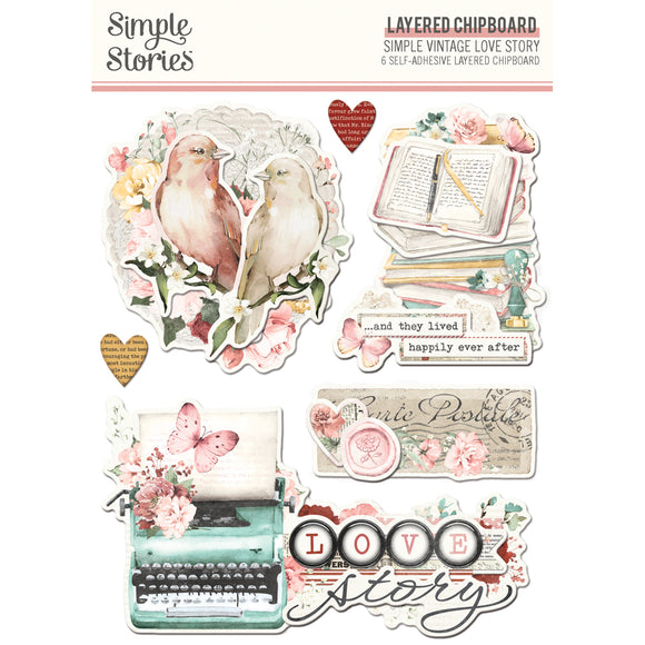 Simple Stories Layered Chipboard - Simple Vintage - Love Story