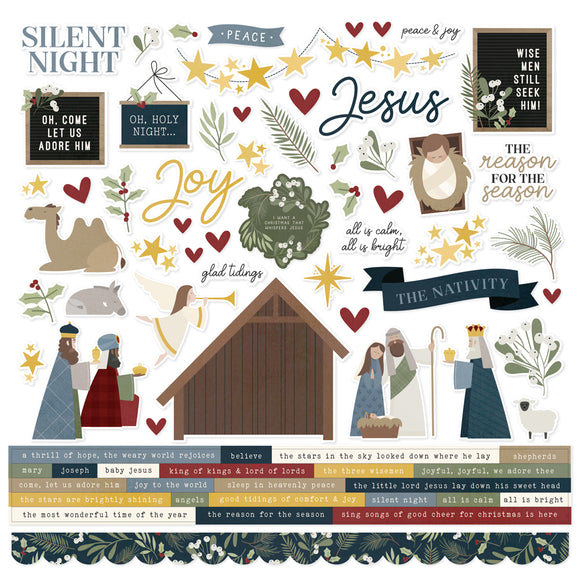 Simple Stories 12x12 Cardstock Stickers - Silent Night