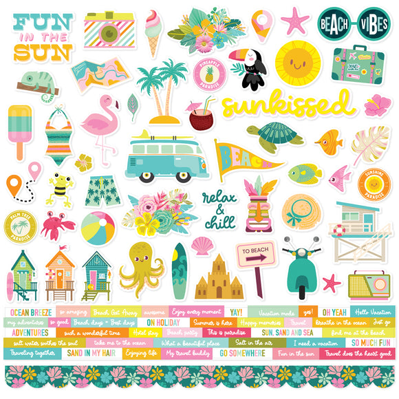 Simple Stories 12x12 Cardstock Stickers - Just Beachy