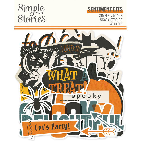 Simple Stories Bits & Pieces - Simple Vintage - Scary Stories - Sentiments