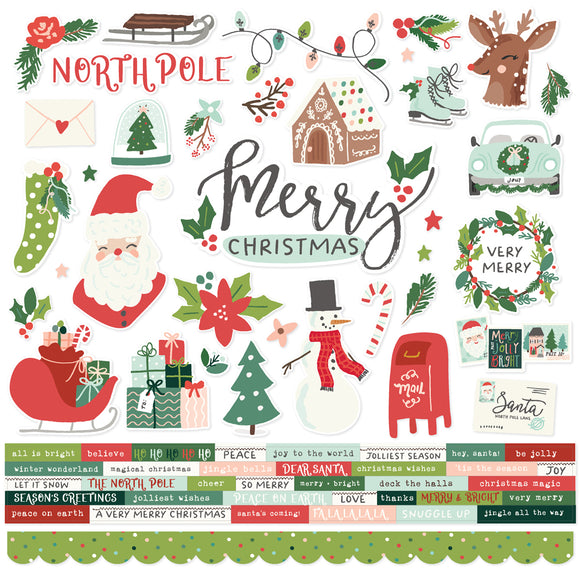 Simple Stories 12x12 Cardstock Stickers - Santa's Village