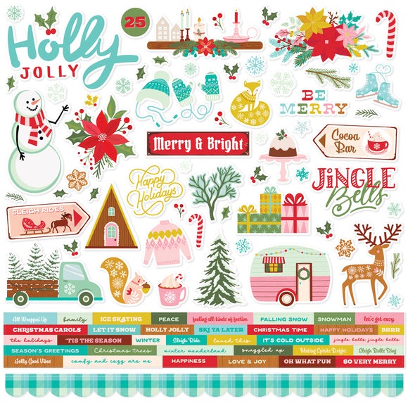 Simple Stories 12x12 Cardstock Stickers - Snow Pine Lodge