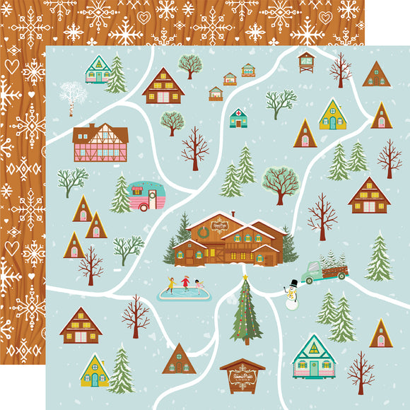 Simple Stories Papers - Snow Pine Lodge - Snowflake Wishes - 2 Sheets
