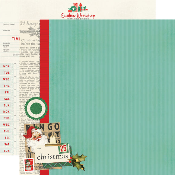 Simple Stories Papers - Simple Vintage - Holly Jolly - The Nice List - 2 Sheets