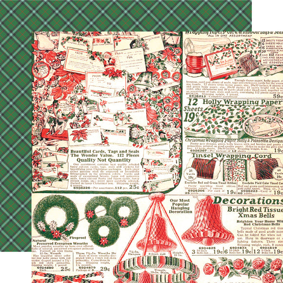 Simple Stories Papers - Simple Vintage - Holly Jolly - All Wrapped Up - 2 Sheets