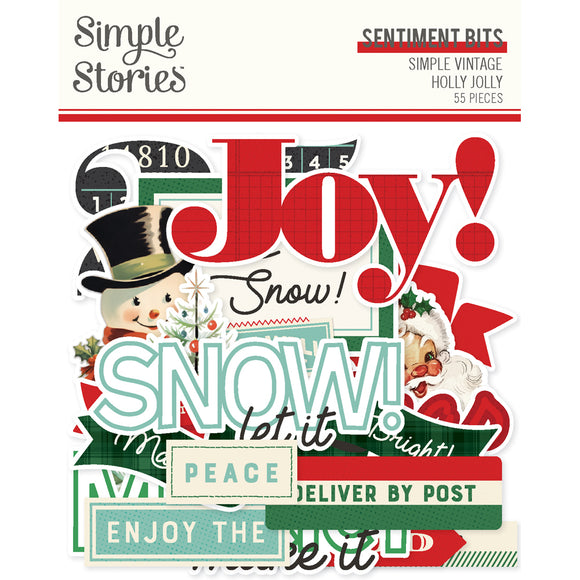 Simple Stories Bits & Pieces - Simple Vintage - Holly Jolly - Sentiments