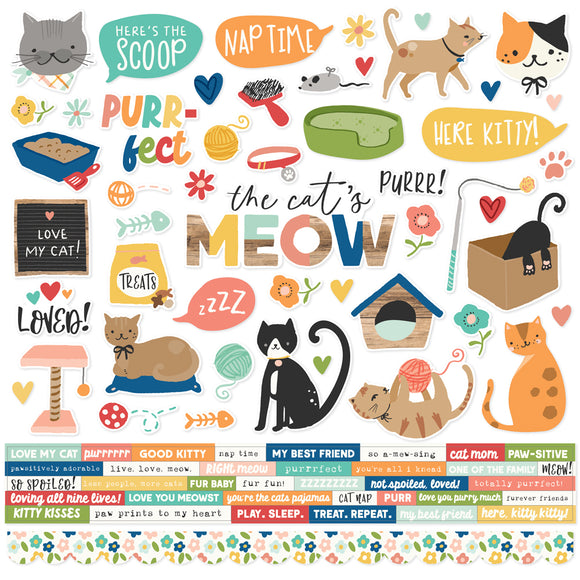 Simple Stories 12x12 Cardstock Stickers - Fur Baby - Cat