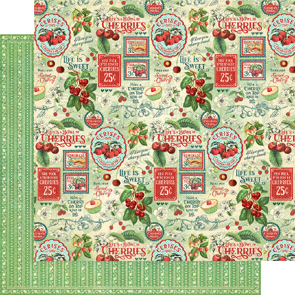 Graphic 45 Papers - Life's a Bowl of Cherries - Simply Sweet - 2 Sheets