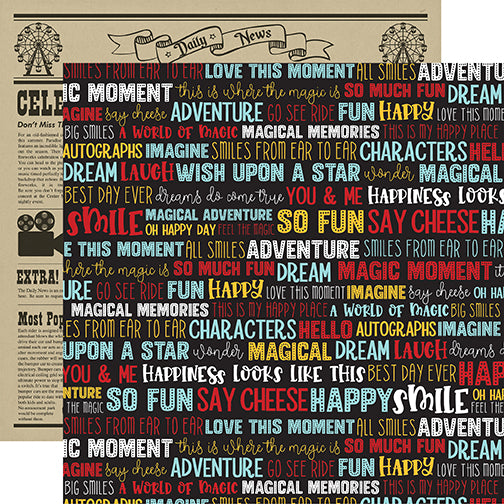 Echo Park Papers - A Magical Place - Smile Words - 2 Sheets