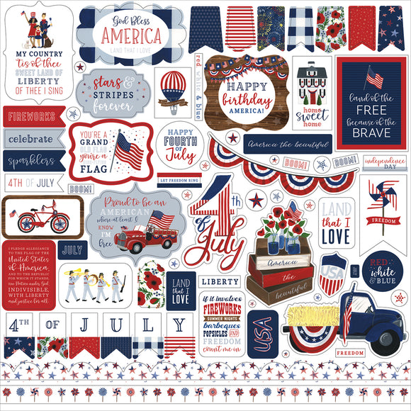 Echo Park 12x12 Cardstock Stickers - America the Beautiful - Elements