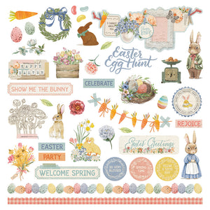 Photo Play 12x12 Cardstock Stickers - Bunnies and Blooms