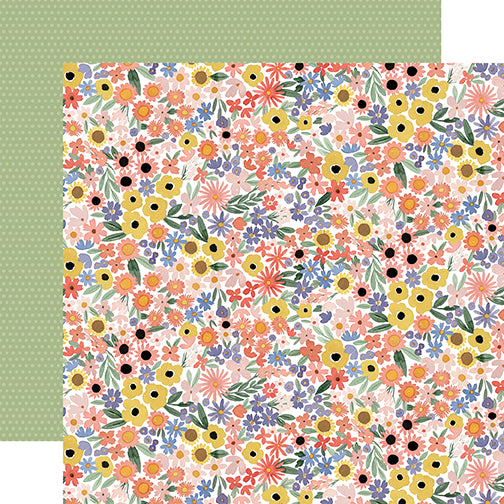 Carta Bella Papers - Here, There and Everywhere - Wildflower Blooms - 2 Sheets