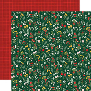 Carta Bella Papers - Christmas Floral - Joyful Stems - 2 Sheets