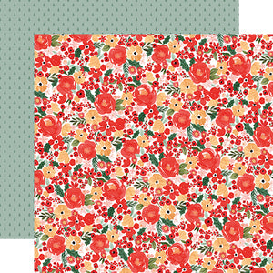 Carta Bella Papers - Christmas Floral - Joyful Small Floral - 2 Sheets