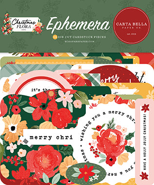 Carta Bella Ephemera Die-Cuts - Christmas Floral - Joyful