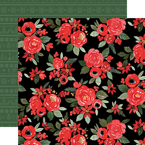 Carta Bella Papers - Christmas Floral - Merry Large Floral - 2 Sheets