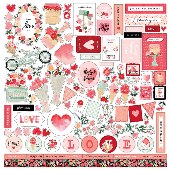 Carta Bella 12x12 Cardstock Stickers - My Valentine