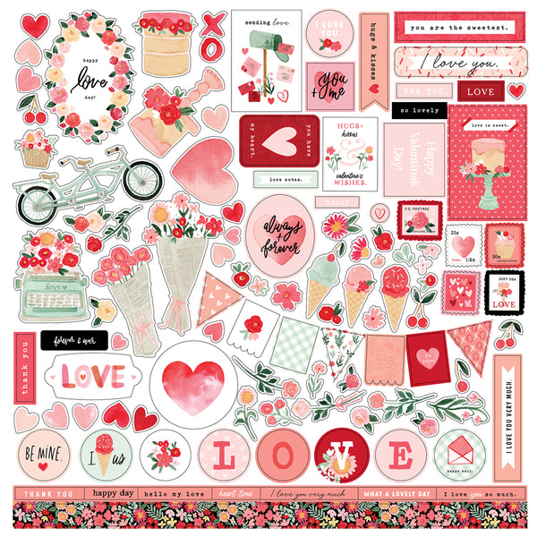 Scrapbooking Set Of 9 Valentine's Stickers, Borders & Accents & Letters -  NEW