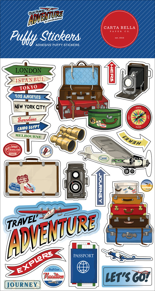 Carta Bella Puffy 3D Stickers - Our Travel Adventure