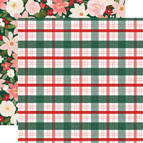 Carta Bella Papers - Christmas Floral - Peaceful Plaid - 2 Sheets