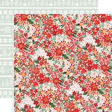 Carta Bella Papers - Christmas Floral - Peaceful Small Floral - 2 Sheets