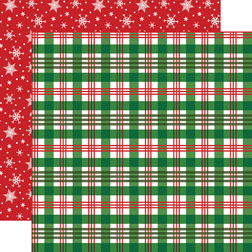 Carta Bella Papers - White Christmas - Christmas Plaid - 2 Sheets