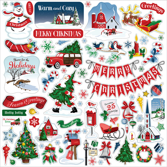 Carta Bella 12x12 Cardstock Stickers - White Christmas - Elements