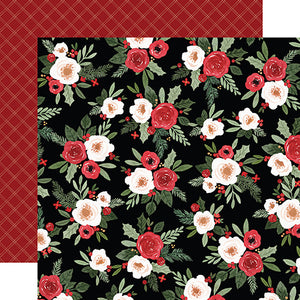 Carta Bella Papers - Happy Christmas - Festive Floral - 2 Sheets