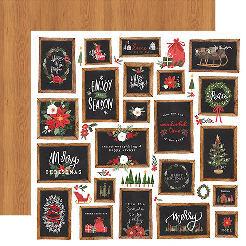 Carta Bella Papers - Happy Christmas - Christmas Signs - 2 Sheets