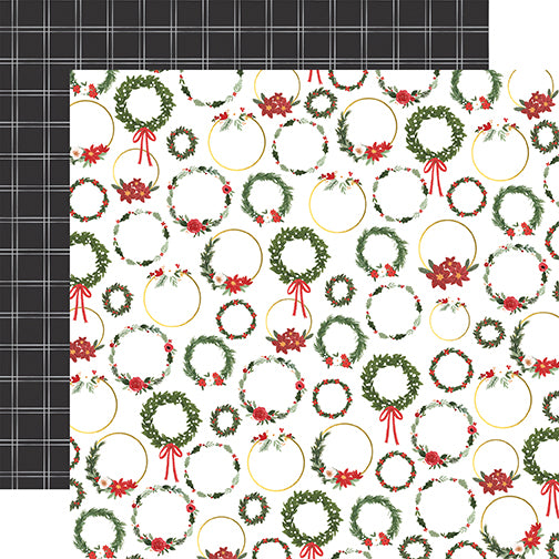 Carta Bella Papers - Happy Christmas - Christmas Wreaths - 2 Sheets