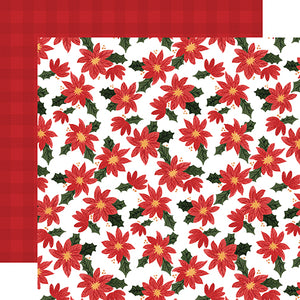 Carta Bella Papers - Happy Christmas - Popping Poinsettias - 2 Sheets