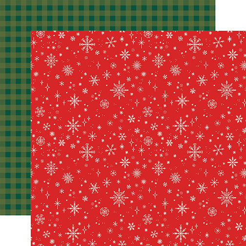 Echo Park Papers - Christmas Joy - Red Snowflakes - 2 Sheets