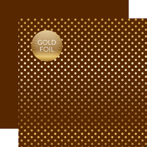 Echo Park Papers - Dots & Stripes - Gold Foil - Brown - 2 Sheets